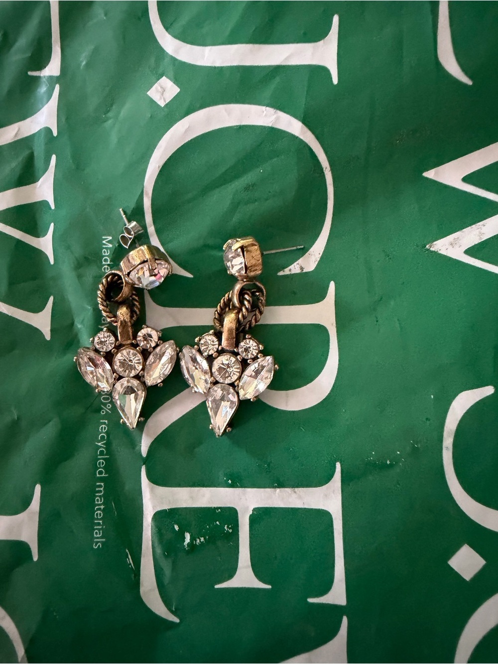 J. Crew Gold-Tone Clear Crystal Drop Earrings